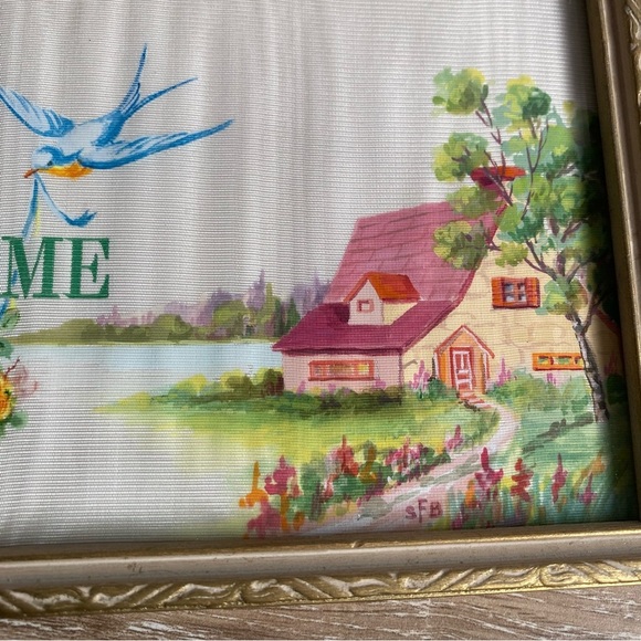 Vintage wall hanging God Bless Our Home cottage core kitsch - Picture 3 of 6